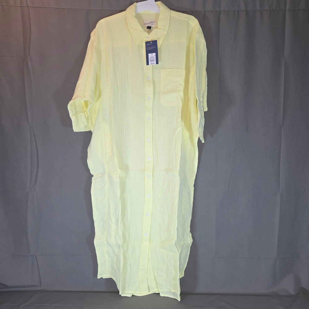Universal Thread Womens Yellow Cotton Gauze Button Down Midi Dress M 013 09 7987